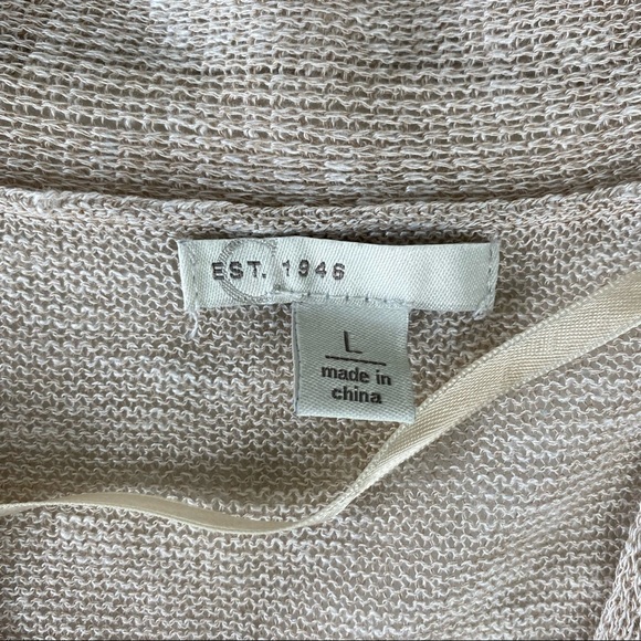 EST. 1946 Crochet Cardigan Sweater Beige Womens Size L Breathable Open Front. - Picture 12 of 15
